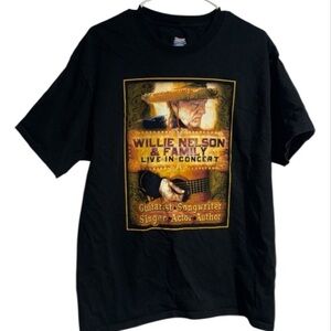 Willie Nelson shirt Hanes Beefy-T Mens large cotton Graphic Family band tee
